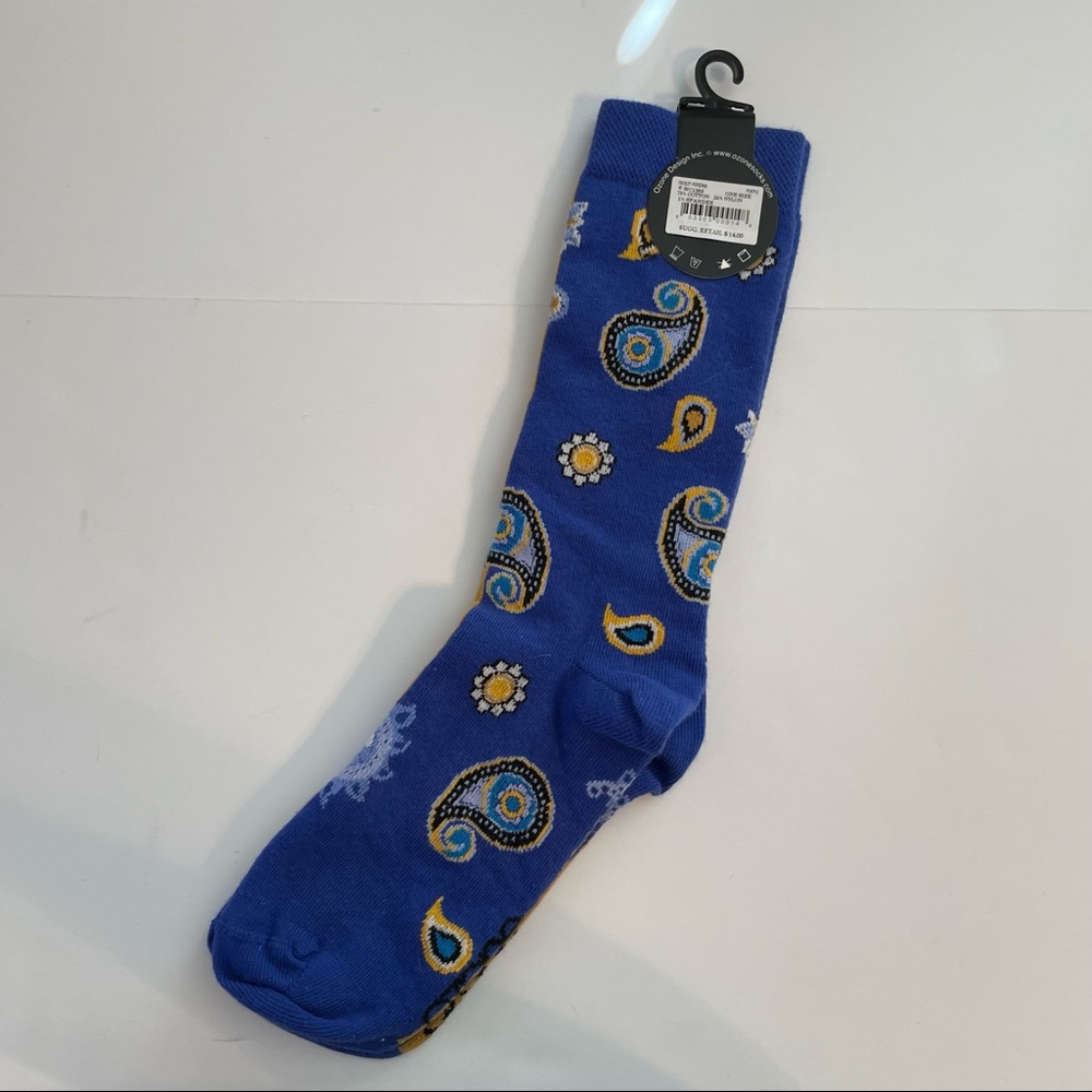 Ozone Socks Paisley Persona Blue Gold Socks - Picture 2 of 4